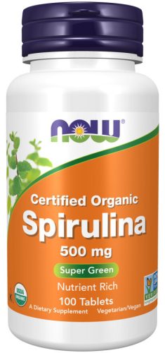 Now Foods Spirulina 500mg Certified Organic 100 Tablets 100 Tabletta