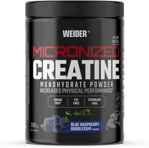 Weider Micronized Creatine Monohydrate Powder + AstraGin 300g Blue Raspberry Bubble Gum (Kék Málna Rágógumi)