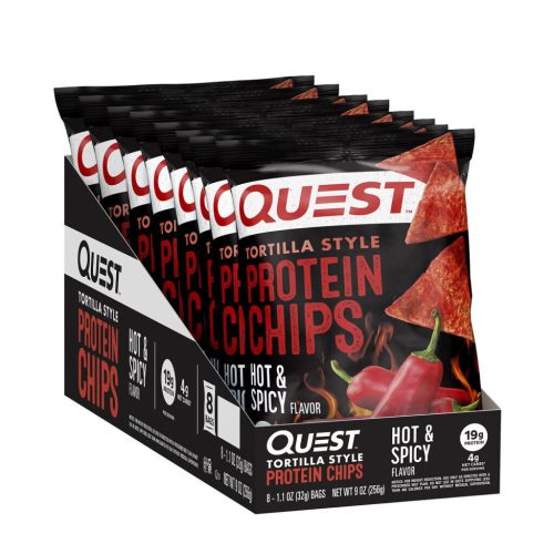 Quest Nutrition Karton Tortilla Style Protein Chips 8x32g Hot & Spicy (Csípős és Fűszeres) EXP.:2025/11/09