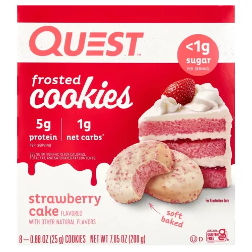 Quest Nutrition Karton Protein Frosted Cookies 8x25g Strawberry Cake (Eper Torta)
