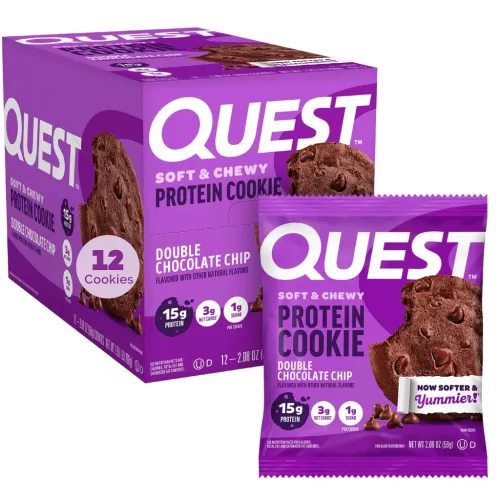 Quest Nutrition Karton Protein Cookie 12x59g Double Chocolate Chip (Dupla Csokoládé Darabkás)