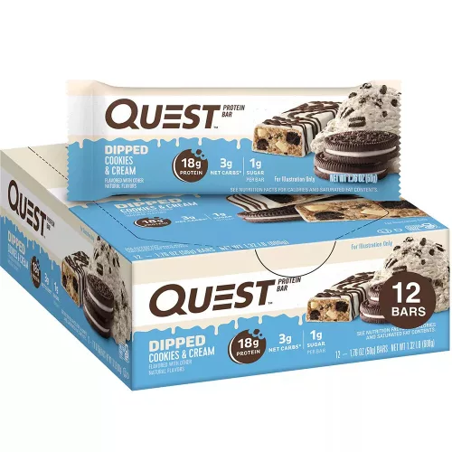 Quest Nutrition Karton Quest Bars Dipped 12x50g Cookies & Cream (Sütikrém)