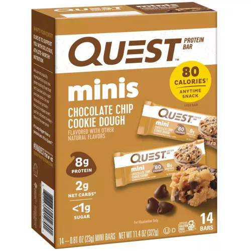 Quest Nutrition Karton Quest Mini Bars 14x23g Chocolate Chip Cookie Dough (Csokoládé Darabkás Süti)