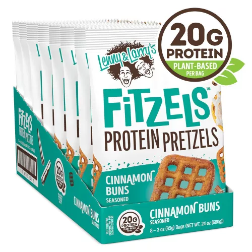 Lenny & Larrys Karton Fitzels Protein Pretzels 8x85g Cinnamon Buns (Fahéj)