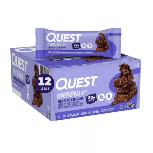 Quest Nutrition Karton Overload Protein Bar 12x58g Chocolate Explosion (Csokoládé)