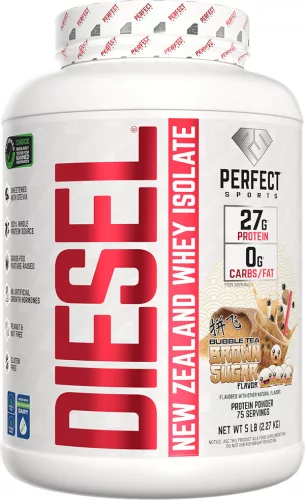 Perfect Sports Diesel 100% New Zealand Whey Isolate 2267g Brown Sugar Bubble Tea (Barnacukros Boba Tea)