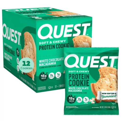 Quest Nutrition Karton Protein Cookie 12x59g White Chocolate Macadamia (Fehércsokoládé Makadámdió)
