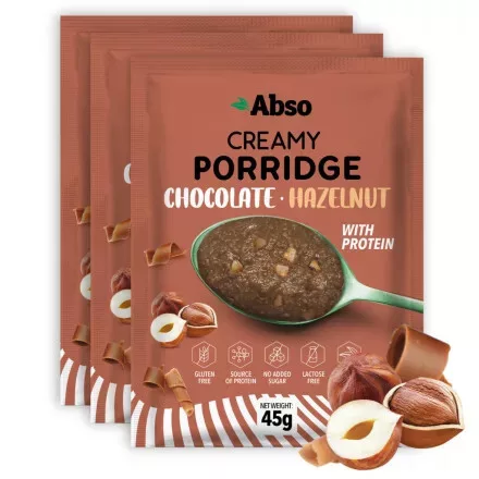 Absorice Karton Creamy Porridge Rizskása 20x45g Chocolate Hazelnut (Csokoládé Mogyoró)