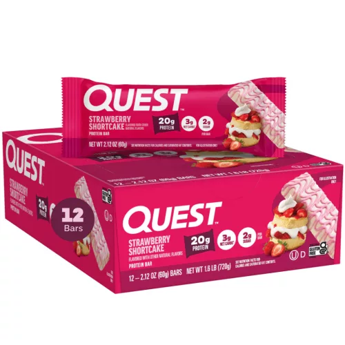 Quest Nutrition Karton Quest Bar 12x60g Strawberry Shortcake (Eper Sajttorta)