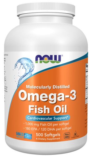 Now Foods Omega-3 Fish Oil Molecularly Distilled 1000mg 500 Softgels 500 Kapszula