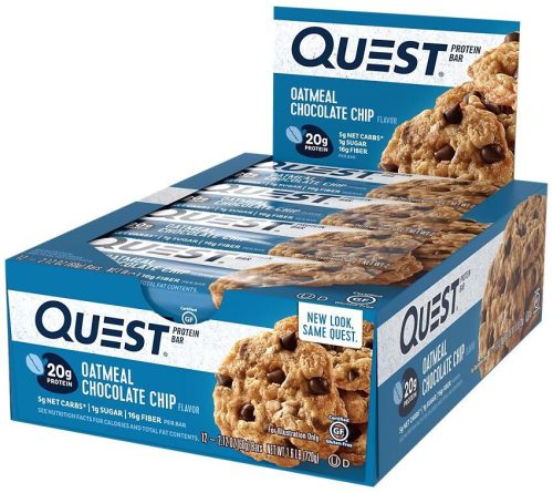 Quest Nutrition Karton Quest Bar 12x60g Oatmeal Chocolate Chip (Zabos Csokoládé)