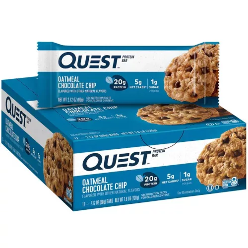 Quest Nutrition Karton Quest Bar 12x60g Oatmeal Chocolate Chip (Zabos Csokoládé)
