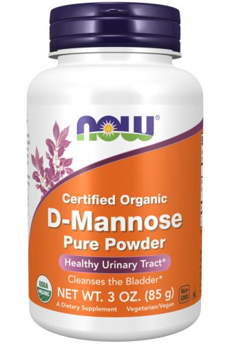 Now Foods D-Mannose Pure Powder Certified Organic 3oz 85g Unflavored (Ízesítetlen)