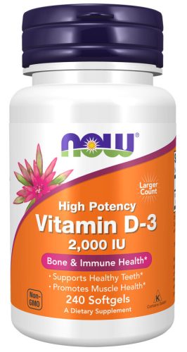 Now Foods Vitamin D-3 2000 IU High Potency 240 Softgels 240 Gélkapszula