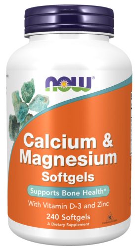 Now Foods Calcium & Magnesium Softgels With D-3 And Zinc 240 Softgels 240 Gélkapszula EXP.:2026/01/31