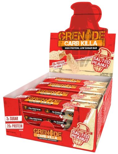 Grenade Karton Carb Killa Protein Bar 12x60g White Chocolate Salted Peanut (Fehércsokoládé Sós Mogyoró) EXP.:2026/01/31