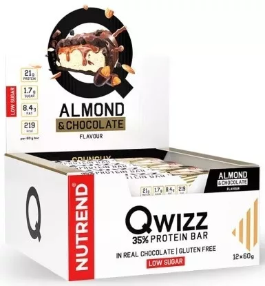 Nutrend Karton Qwizz Protein Bar 12x60g Almond Chocolate (Mandula Csokoládé)