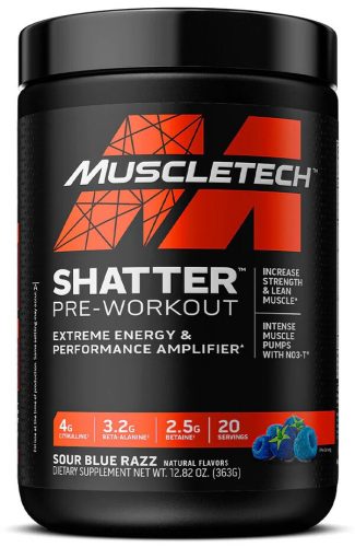 Muscle Tech Shatter Pre-Workout 334g Sour Blue Razz (Kék Málna)