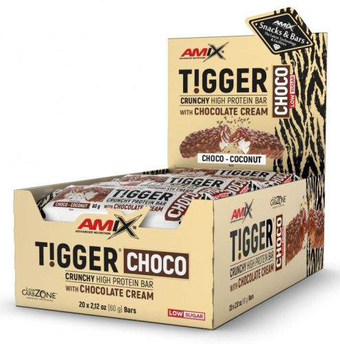 AMIX Karton Tigger Choco Protein Bar 20x60g Choco Coconut (Csokoládé Kókusz)