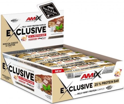 AMIX Karton Exclusive Protein Bar 12x85g Moca Chocolate Coffee (Csokoládé Kávé) EXP.:2026/01/31
