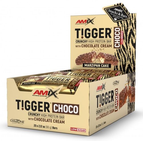 AMIX Karton Tigger Choco Protein Bar 20x60g Marzipan Cake (Marcipán Torta)