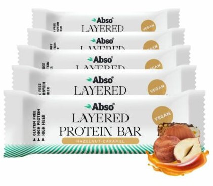 Absorice Karton AbsoBar Layered Protein Bar 16x50g Hazelnut Caramel (Mogyoró Karamell)