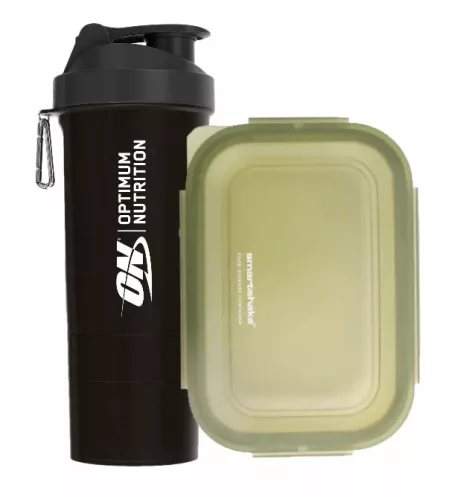SmartShake Food Storage Container 800ml + Smartshake Optimum Nutrition 800ml Black (Fekete) Kapszulatartóval
